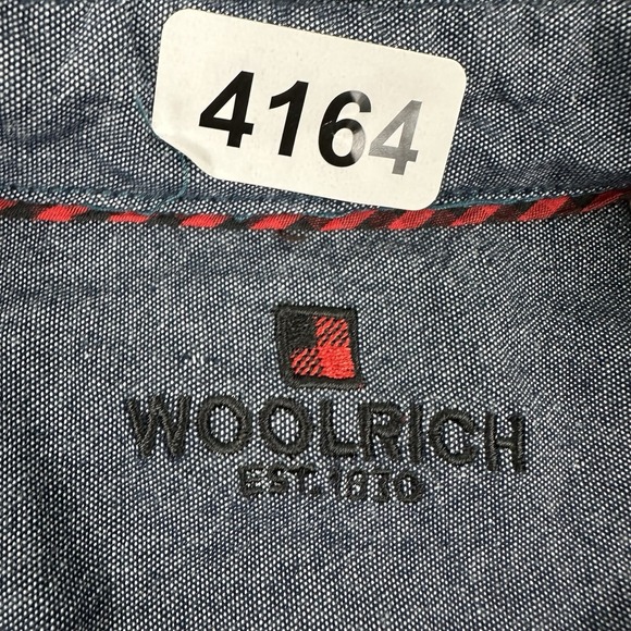 Woolrich Flannel Shirt Men's XL Blue White Plaid Thick Cotton Herringbone Weave - Picture 6 of 13